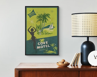 Vintage Florida Motel Art Print | Mid Century Modern Tiki Bar Decor