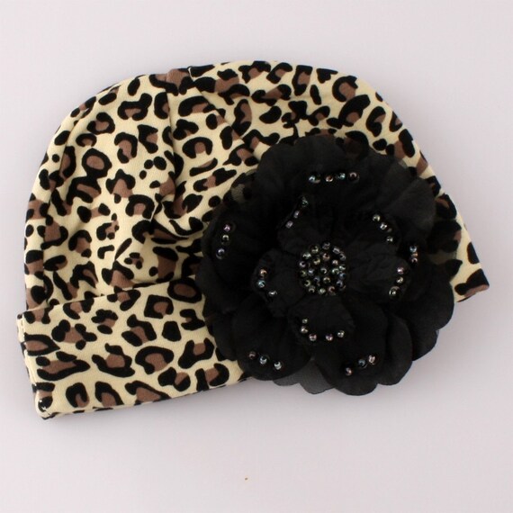Items similar to Leopard print hat with Black Shabby Chic clip on Etsy
