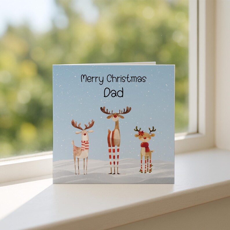 Christmas Card for Dad – Reindeer Family Design - Etsy UK