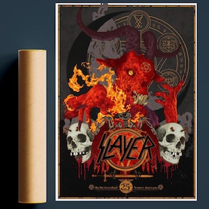 SLAYER Poster Print | Metal Music Poster Print | Thrash Metal Lover Gift | Slayer Canvas Gift | High Quality Vintage Poster Gift | All Sizes