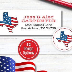 US Flag State Return Address Mailing Labels & Stickers | US Flag State Stickers | USA Patriotic Address Labels | 4th of July Address Labels