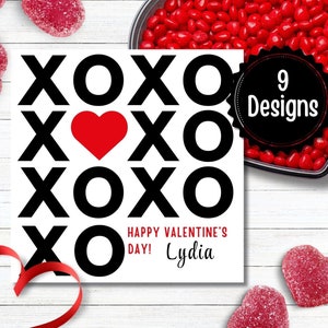 Xs en Os Valentijnsdagstickers | Valentijnsdagetiket | Minimalistische Valentijnssticker | XOXO Valentijnssticker | Blokletter Valentijn