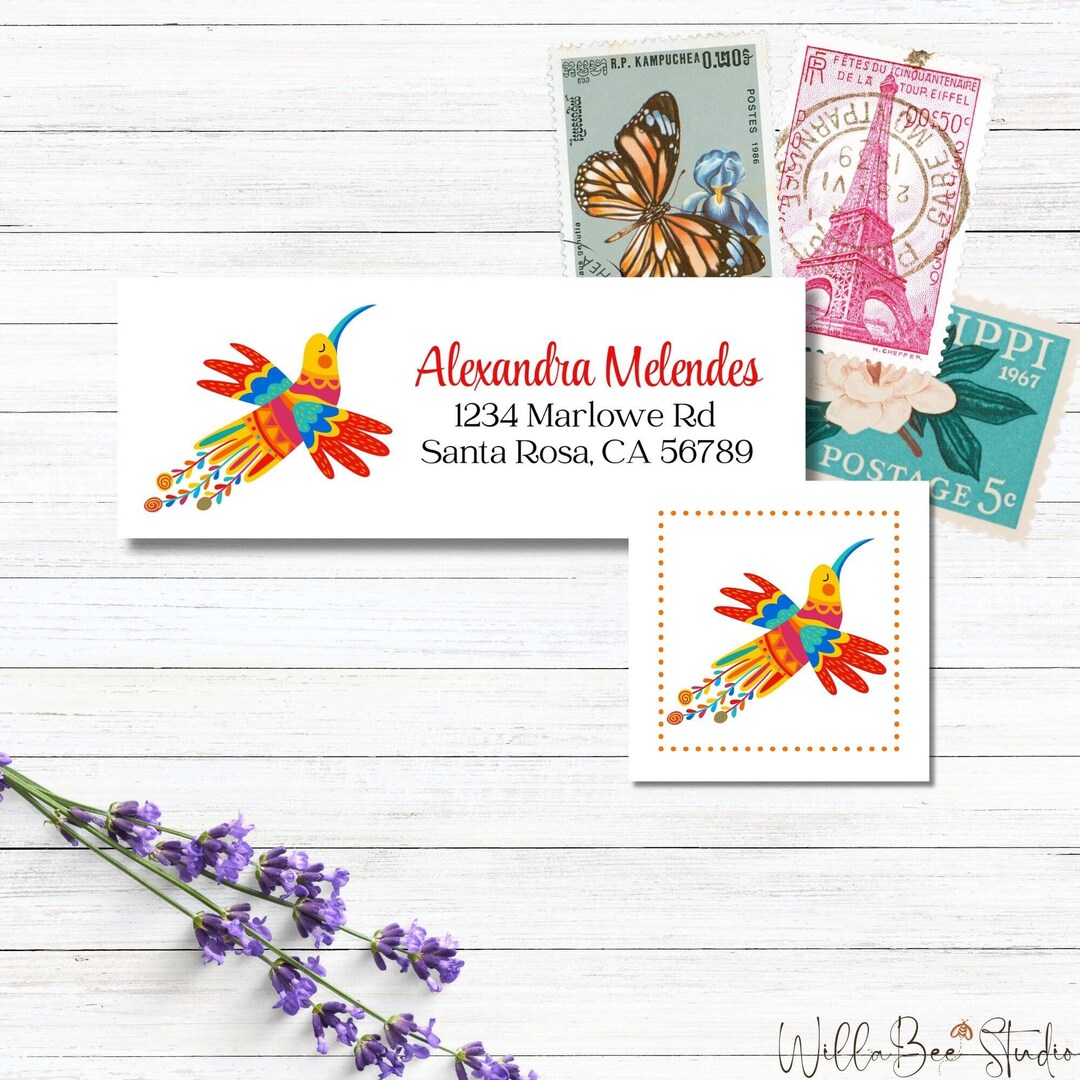 Hummingbird Return Address Mailing Labels & Stickers | Alebrije ...