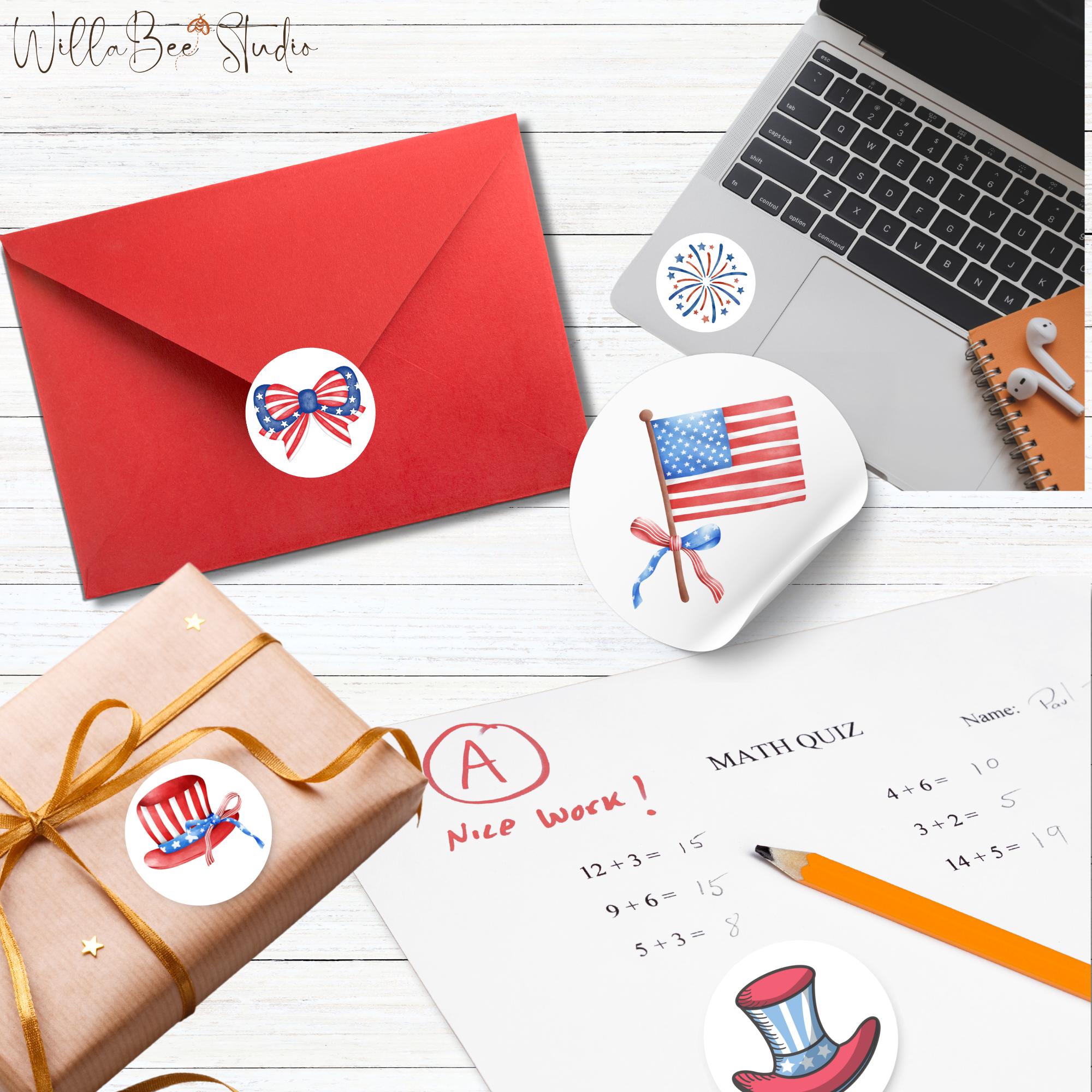 Red Usmail Stickers USA Stickers | Red White & Blue USA Stickers | 4th of July Stickers ...
