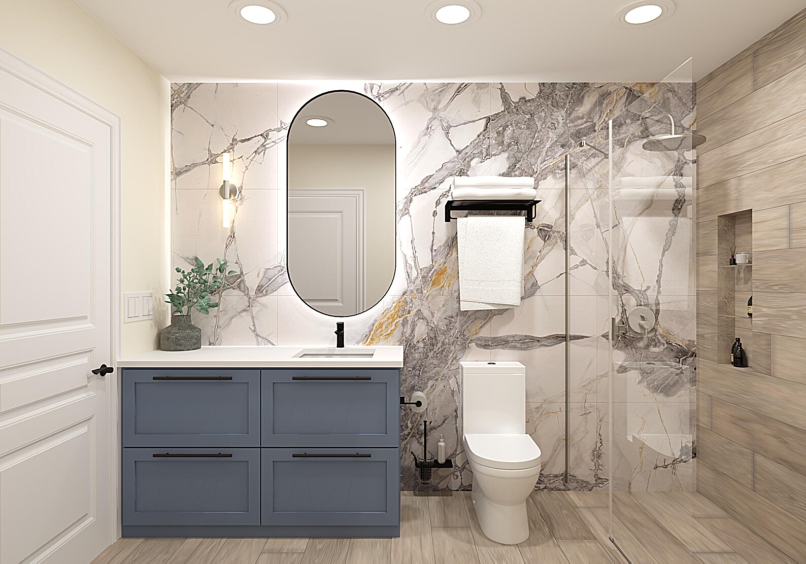 View of Custom Modern Bathroom Design, Home Renovation, Affordable Interior ...