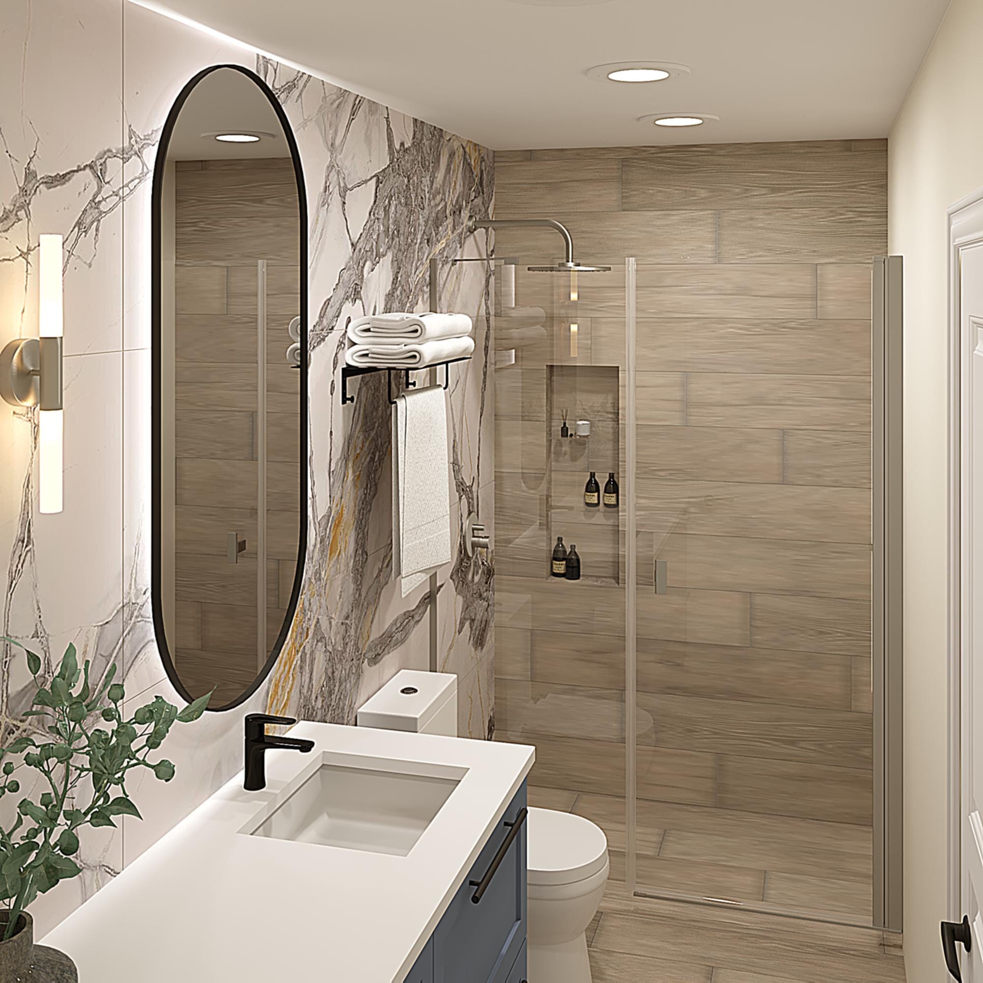 View of Custom Modern Bathroom Design, Home Renovation, Affordable Interior ...