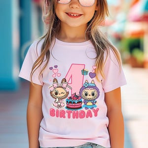 Labubu Monsters Birthday Kids T-shirt, Labubu Youth Shirt, Trendy Girls Tee, Birthday girl Gift, Trendy Cartoon Character Youth Shirt