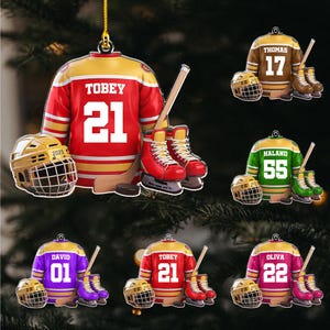 Personalized Hockey Christmas Ornament: Sport Ornament, Ice Hockey Ornament