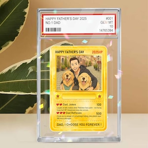 Carte à collectionner anime personnalisée pour la fête des pères, bloc photo anime, cadeau nouveau papa, cadeau fête des pères, cadeau mari gamer, cadeau game papa d'un enfant