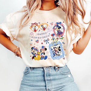 Mouse 4th Of July T-shirt, Cartoon 4th July Tee, Preppy Mouse Coquette bow Crewneck, 4th July Shirt, Patriotic Day Shirt