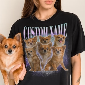 Custom Vintage Pet Shirt - Personalized Dog Bootleg Rap Tee, Retro 90s Graphic T-Shirt, Dog Lover Apparel, Custom Pet Face Design