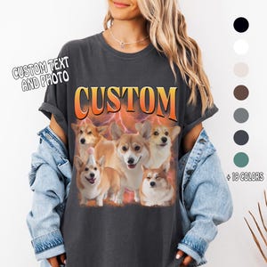 Custom Vintage Pet Shirt - Personalized Dog Bootleg Rap Tee, Retro 90s Graphic T-Shirt, Dog Lover Apparel, Custom Pet Face Design