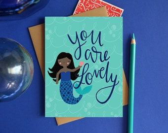 You are lovely, Happy Valentine's Day, Black Girl, Brown girl, Mermaid, Galentine, BFF, Galentine's Day, Valentine's Day, Kids, Girls, Teen