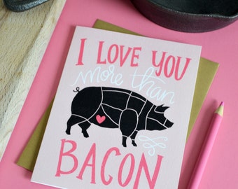 Happy Valentine's Day, Galentine Valentine, I love you more than bacon, Stationery, Hand Drawn, Happy Galentine's Day, hand lettering