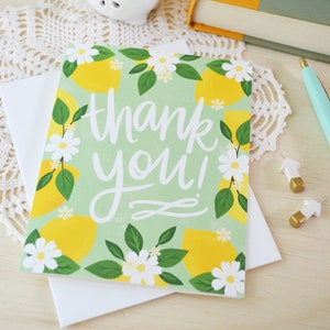 Thank you lemons, Thank you card, Floral, Garden, Spring, Notecards, Greeting Card, many thanks image 3