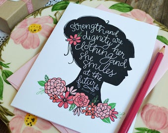 Proverbs 31 Woman, Mother's Day Card Floral, Mama, Woman of God, Mom, Pink, Pretty, Stationery, Hand Drawn, Illustration, Flowers, Lady