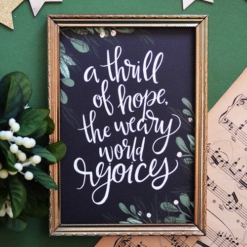 A Thrill of Hope the Weary World Rejoices Printable Wall Art Etsy