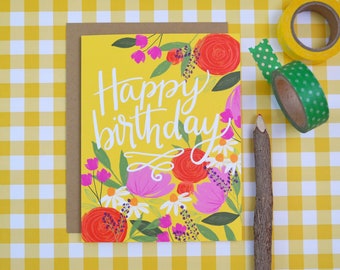 Joyeux Anniversaire Soleil Tournesol Célébrer Carte Etsy
