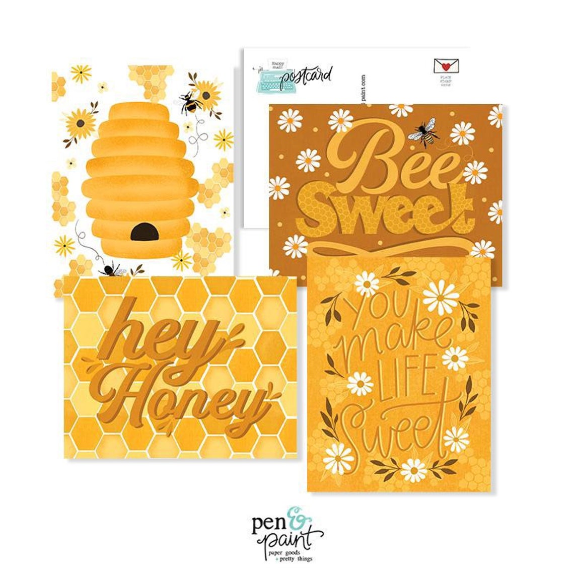 Hey Honey Postcard Set 8 postcards Bee sweet beehive Etsy