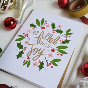 Be Filled with Joy, seasonal Folded Note Cards, Christmas, Stationery, Hand Drawn, Illustration, Holiday, Notecards, Greeting Cards image 2