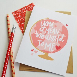You mean the world to me, You are my favorite, Valentine, Galentine, Hand lettered, Hearts, I heart you, Valentine's Day, I love you image 2