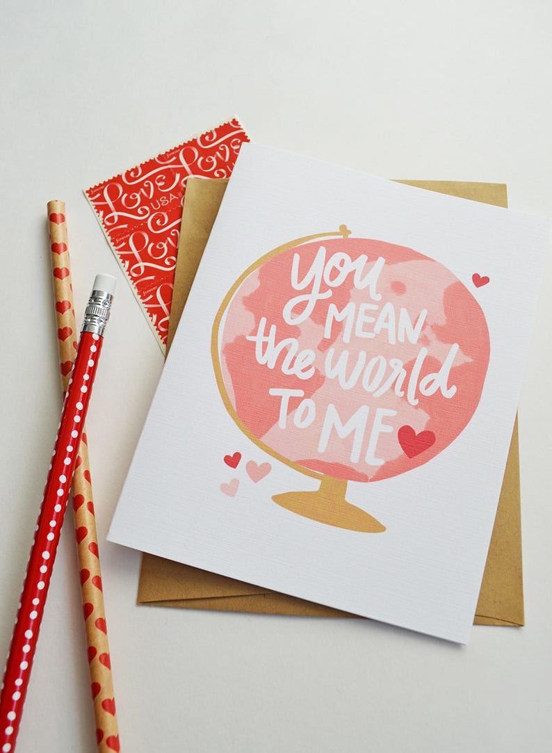 You mean the world to me, You are my favorite, Valentine, Galentine, Hand lettered, Hearts, I heart you, Valentine's Day, I love you image 2