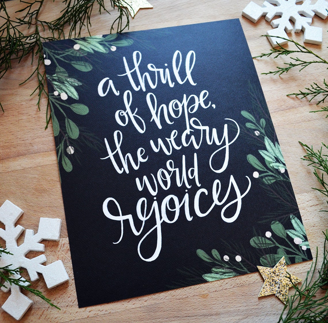 A Thrill of Hope the Weary World Rejoices Art Print Happy Etsy