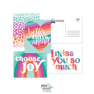 Better Days Ahead Postcard Set, 8 postcards, Choose Joy, I miss you, Thinking of you, Happy Mail, Post card, rainbow, planner cards image 2