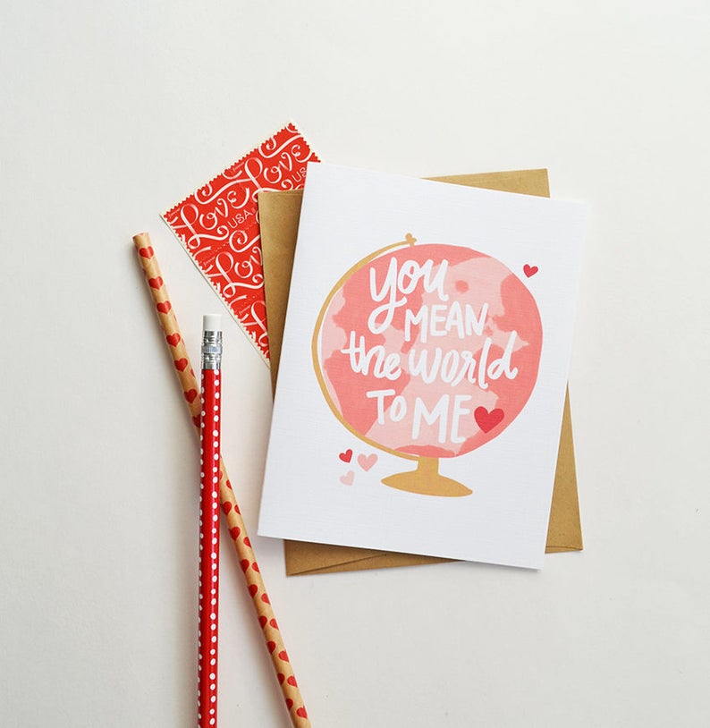 You mean the world to me, You are my favorite, Valentine, Galentine, Hand lettered, Hearts, I heart you, Valentine's Day, I love you image 1