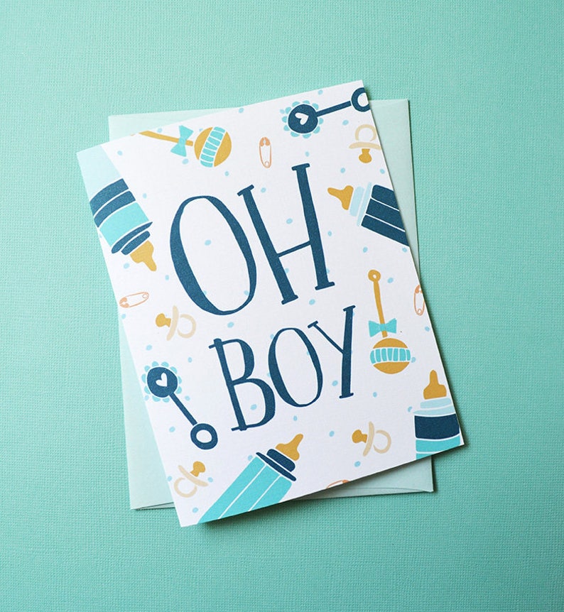 Oh Boy It S A Boy Baby Shower Card Baby Gift Baby Etsy