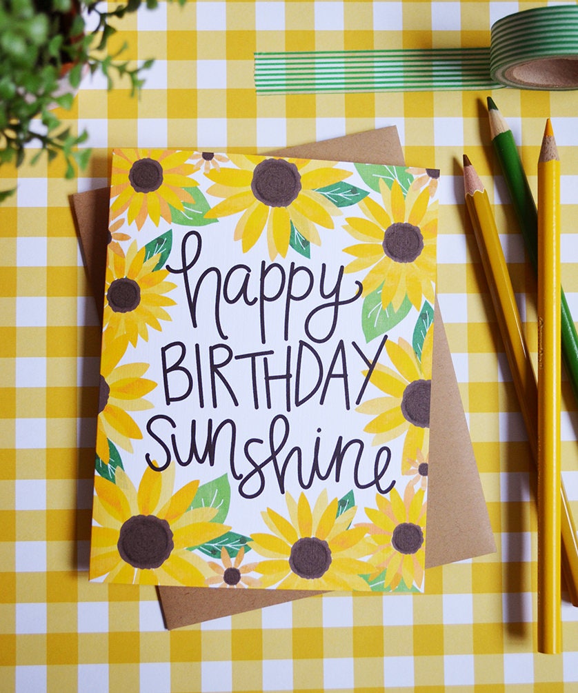 Buon Compleanno Sole Girasoli Festeggia Biglietto Di Etsy