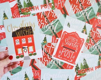 Christmas wishes Postcard Set, 8 postcards, Letters to Santa, Greetings from the North Pole, Happy Mail, Post card, holiday card, cheer