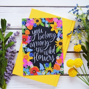 ON SALE You belong among the wildflowers, Spring, Wildflower, Art Print, Handlettered, Floral, Flowers, Summer, Sign image 3