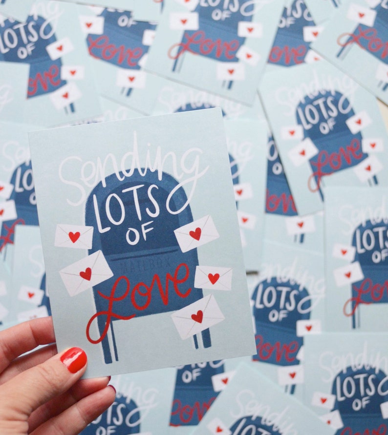 Sending lots of love, Valentine Postcard Set, 8 postcards, You are loved, Thinking of you, Happy Mail, Post card, hearts, mailbox bild 1