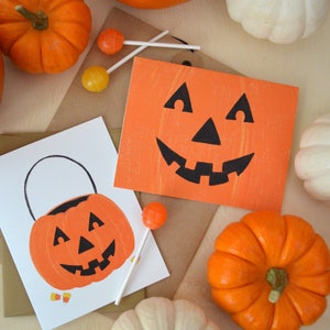 Jack O Lantern, Happy Halloween seasonal Folded Note Cards, Trick or Treat, Pumpkin, Fall, Notecards, Greeting Cards image 1