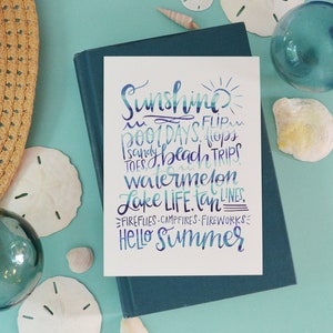 Hello Summer, Summer Vibes, Sunshine, Ocean, Lake, Beach, Pool, Art Print, Handlettered, Waves, summer favorites, Live in the sunshine image 4