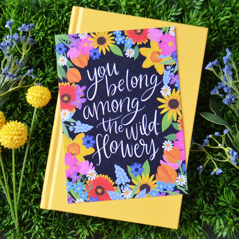 ON SALE You belong among the wildflowers, Spring, Wildflower, Art Print, Handlettered, Floral, Flowers, Summer, Sign image 2