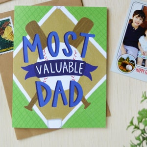 Most Valuable Dad, Happy Father's Day, Baseball Fan, Father's Day Card, Dad, Daddy, Sweet, Sentimental, Greeting Card, Stationery, MVP image 2