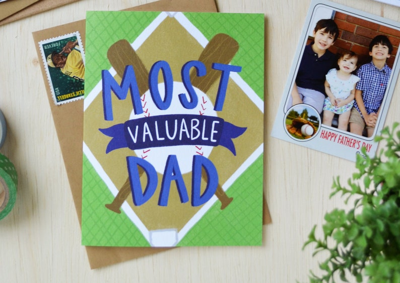 Most Valuable Dad, Happy Father's Day, Baseball Fan, Father's Day Card, Dad, Daddy, Sweet, Sentimental, Greeting Card, Stationery, MVP image 2