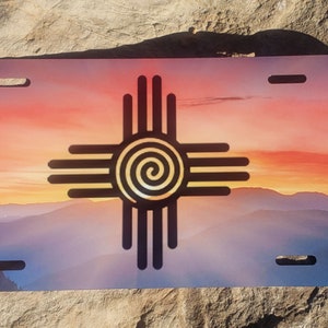 Zia Sunset License Plate, New Mexico Mountains, Zia License Plate, NM Car Accessory, Truck Stuff