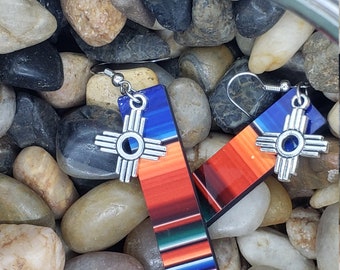 Santa Fe Zia Earrings, Serape Print, Southwestern Jewelry