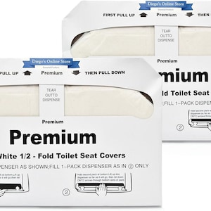 Copriwater Copriwater monouso piegati a metà, 1000 pezzi, bianchi, confezione da 4 da 250 copriwater di carta gettabili per il bagno