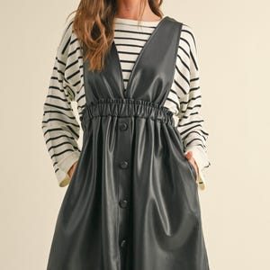 Cute faux leather button front dress