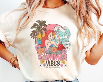 Disney Ariel Summer Vibes Shirt, Disney Summer Sweatshirt, Summer Holiday Gift, Summer Girls Trip Matching Shirt, Little Mermaid Tee