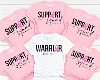 Custom Breast Cancer Warrior Shirt, Personalized Support Squad Tee, Cancer Survivor Pink Ribbon Gift for Her, Mom Cancer Awareness Tshirt