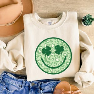 Shamrock Smile St Patrick's Day Shirt, Matching St Patrick' s Day Shirts, St Patty's Day, Irish Shirt, Happy Clover Face Tees, Lucky Shirt image 1