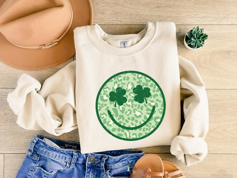 Shamrock Smile St Patrick's Day Shirt, Matching St Patrick' s Day Shirts, St Patty's Day, Irish Shirt, Happy Clover Face Tees, Lucky Shirt image 1