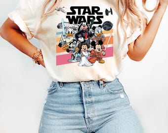Vintage Disney Star Wars Mickey and Friends Shirt, Retro Star Wars Mickey Shirt, Disneyland Trip Shirt, Mickey Jedi Star Wars Star Tours