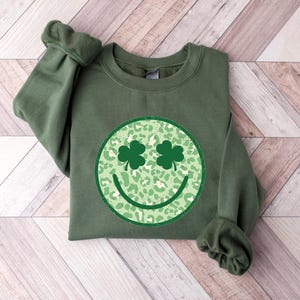 Shamrock Smile St Patrick's Day Shirt, Matching St Patrick' s Day Shirts, St Patty's Day, Irish Shirt, Happy Clover Face Tees, Lucky Shirt image 4