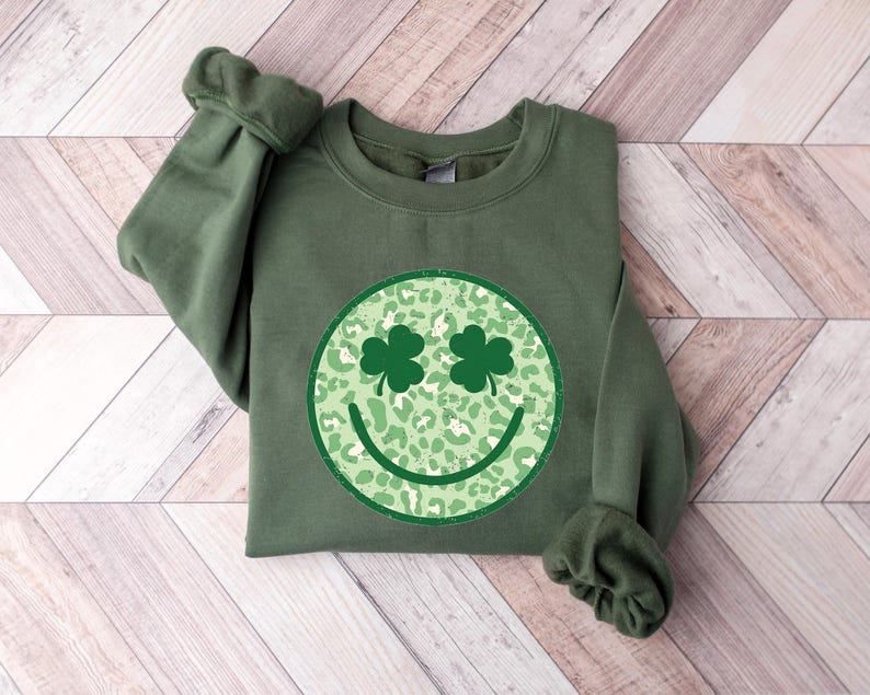 Shamrock Smile St Patrick's Day Shirt, Matching St Patrick' s Day Shirts, St Patty's Day, Irish Shirt, Happy Clover Face Tees, Lucky Shirt image 4